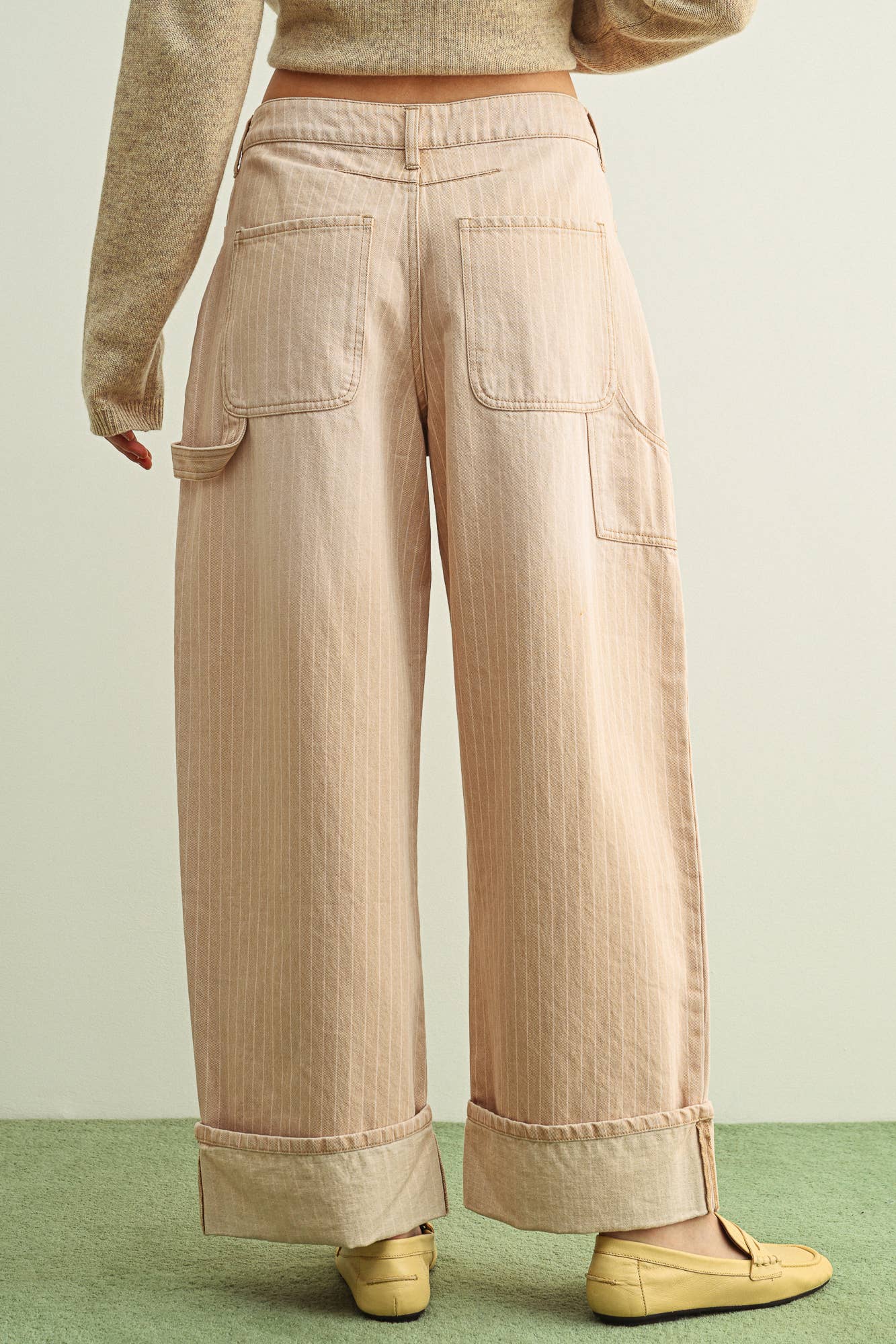 Striped Pattern Cuffed Hem Pant