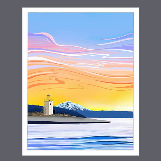 Awakening Light – Gig Harbor Lighthouse Art Print | Coastal 