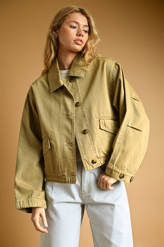 Olive Green Cotton Twill Jacket