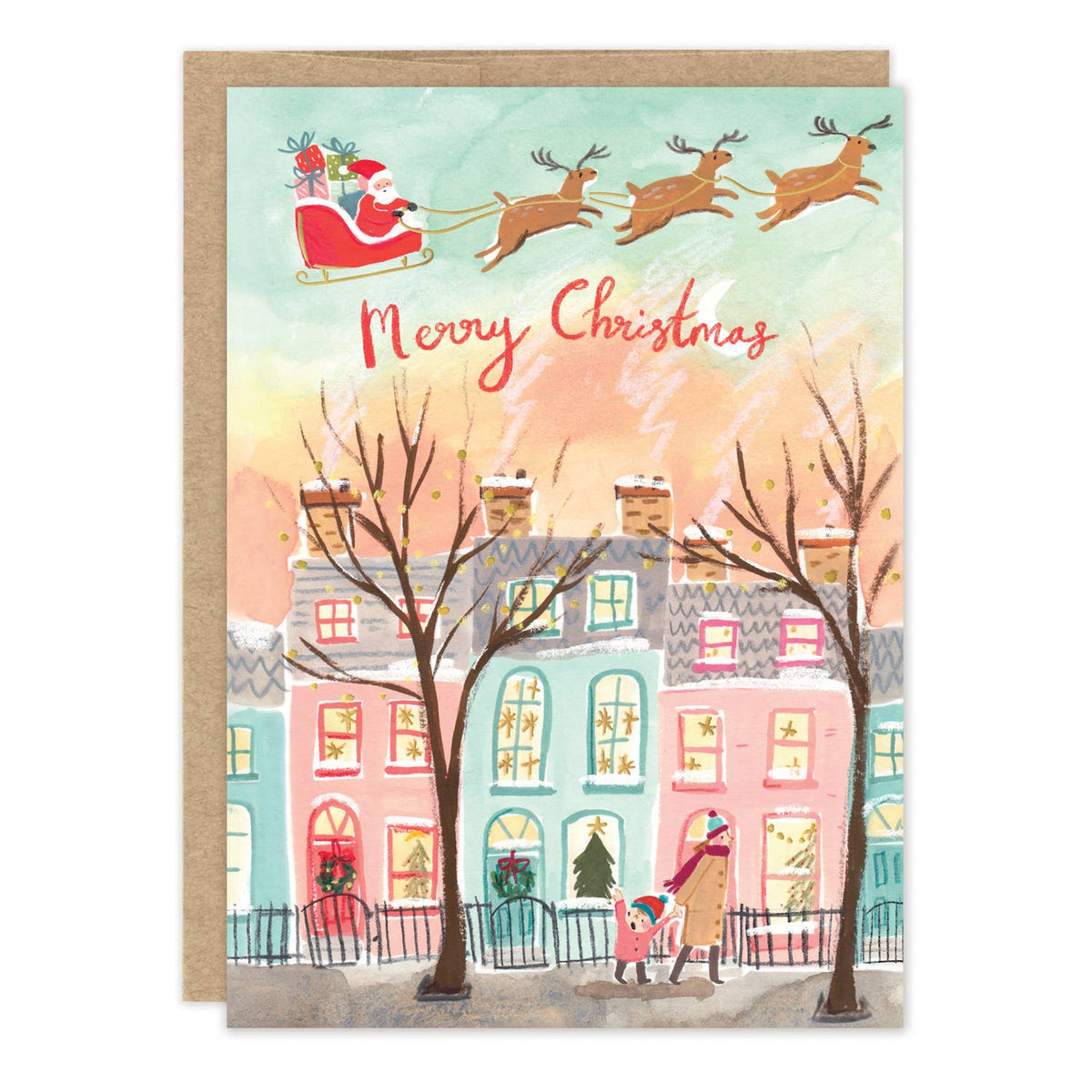 Santa In Flight Holiday Card