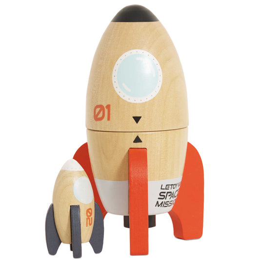Magnetic Wooden Space Rocket Duo
