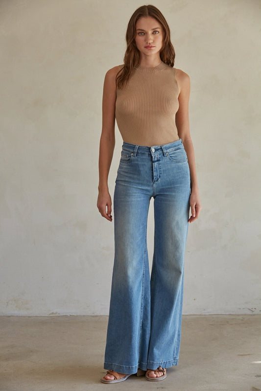 Katie Ribbed Mock Neck Top