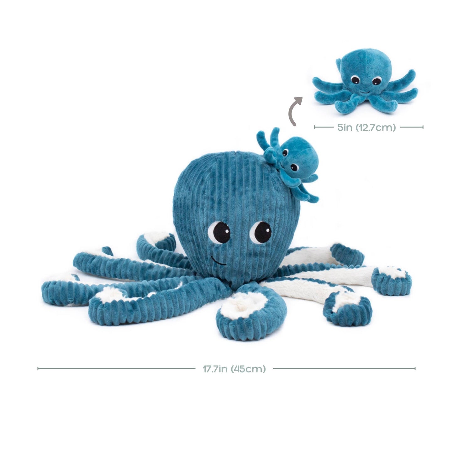Les Ptipotos | Octopus Mom & Baby Animal Plush Toy - Blue