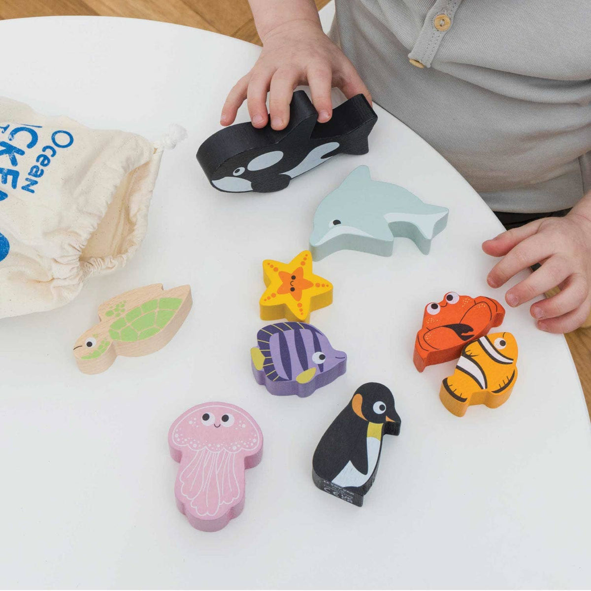 Ocean Life Wooden Stacking Animals