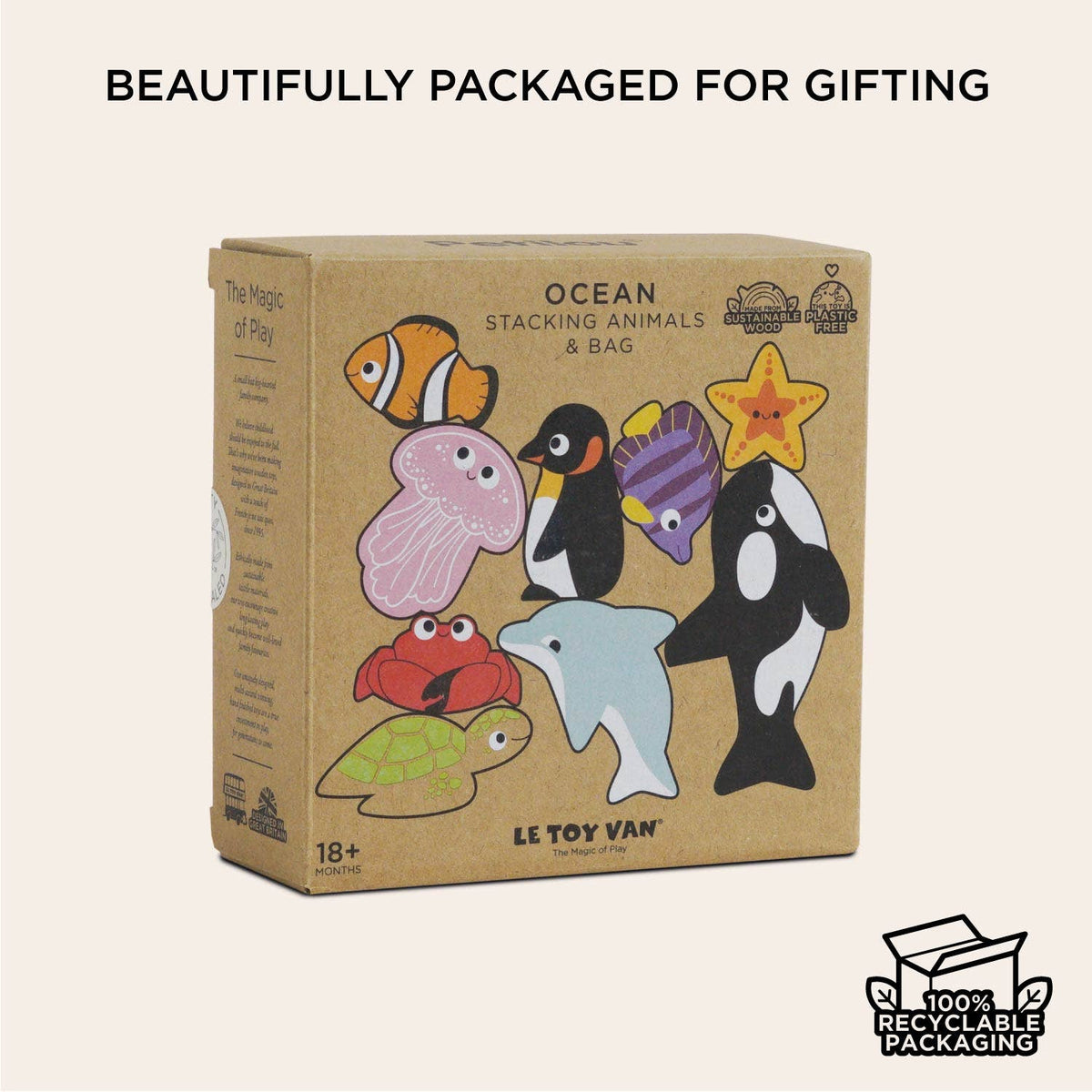 Ocean Life Wooden Stacking Animals