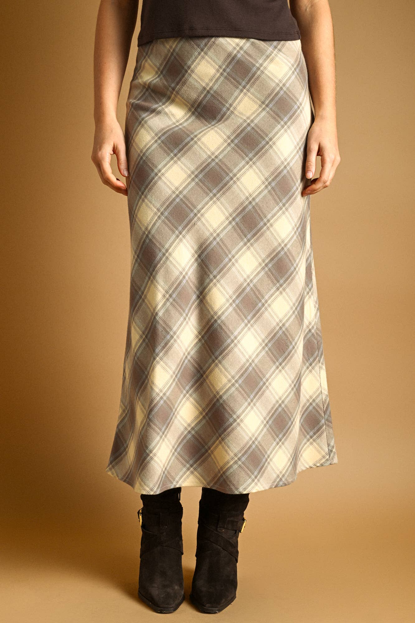 Plaid Bias Cut Skirt