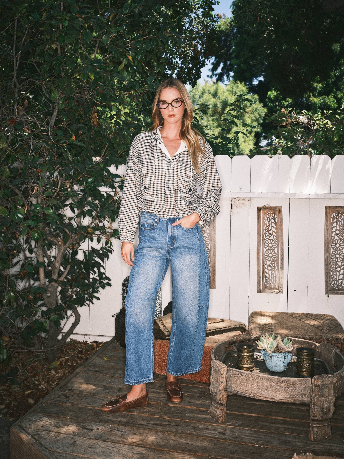 SOFT TOUCH RELAXED FIT PLAID JACKET