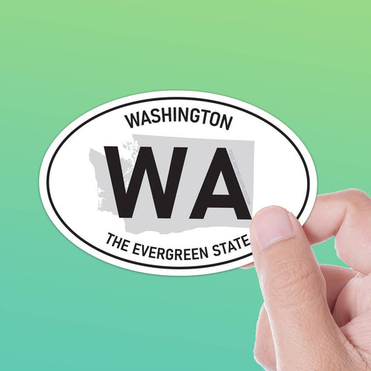 Washington Bumper Sticker - WA White Oval Euro Decals