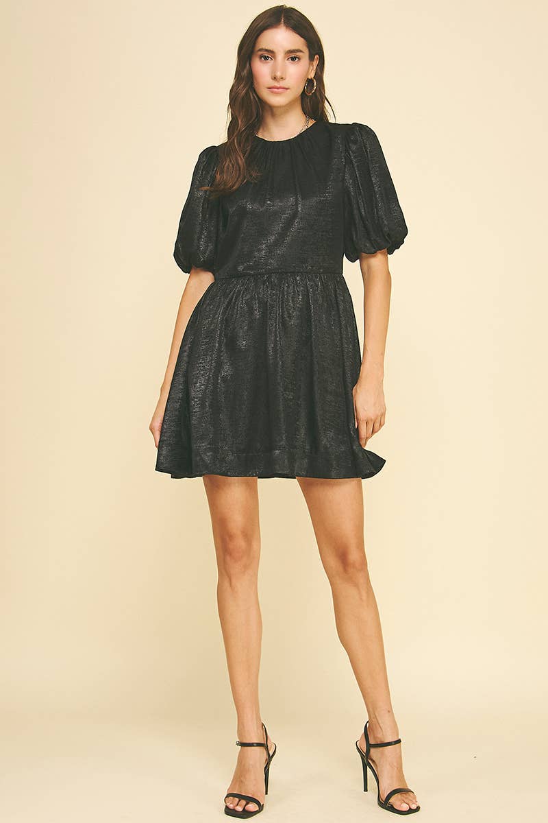 Balloon Sleeve Mini Dress