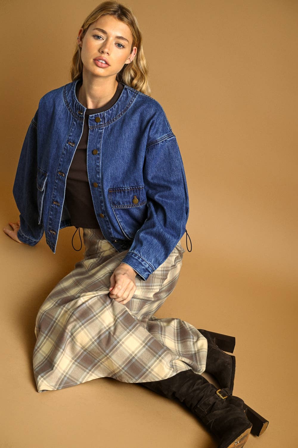 Plaid Bias Cut Skirt
