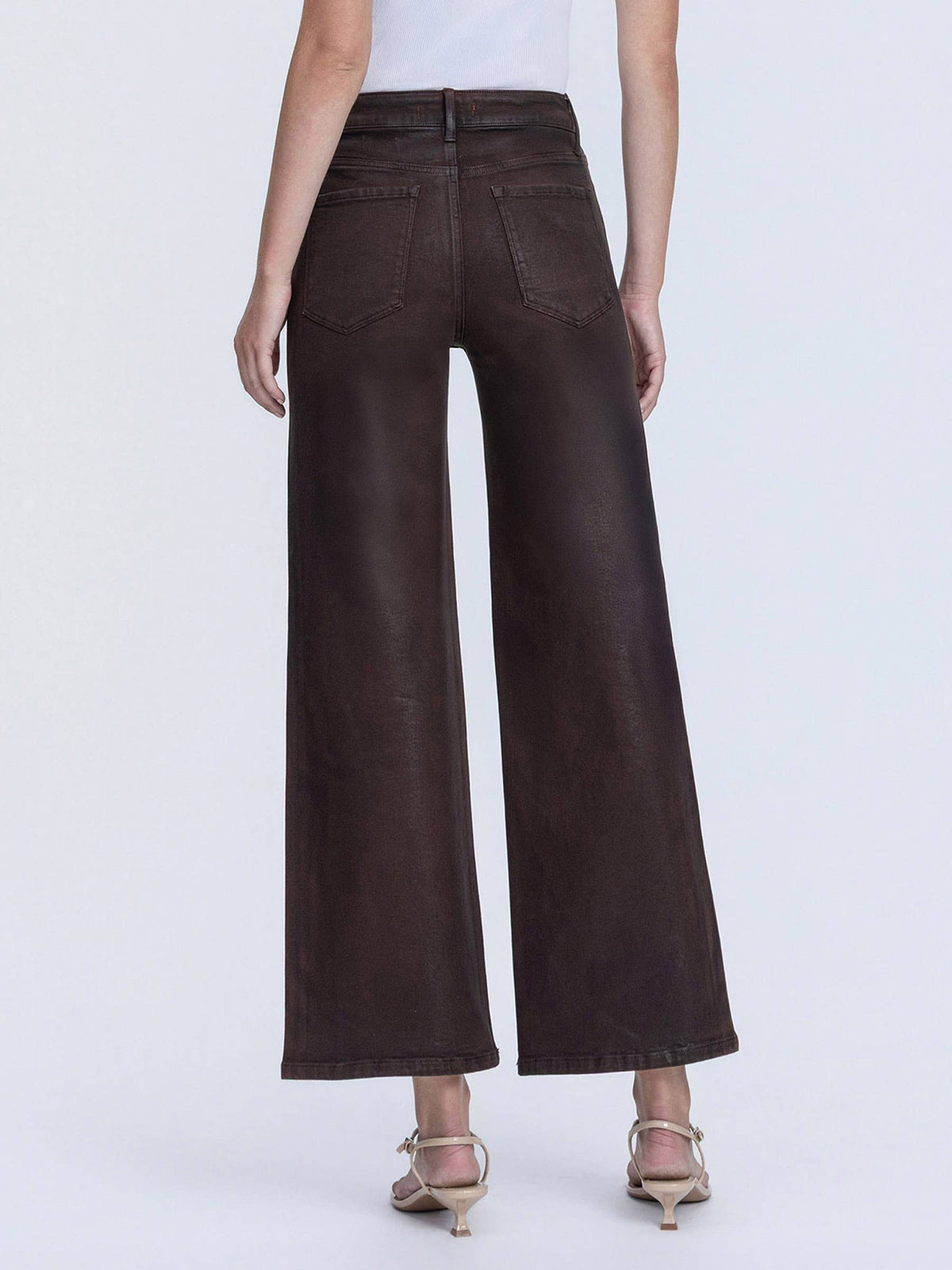 High-Rise Coated Wide-Leg Jeans
