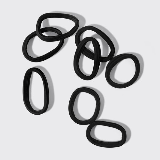 Recycled Seamless Hair Elastics 8pc Set- Black