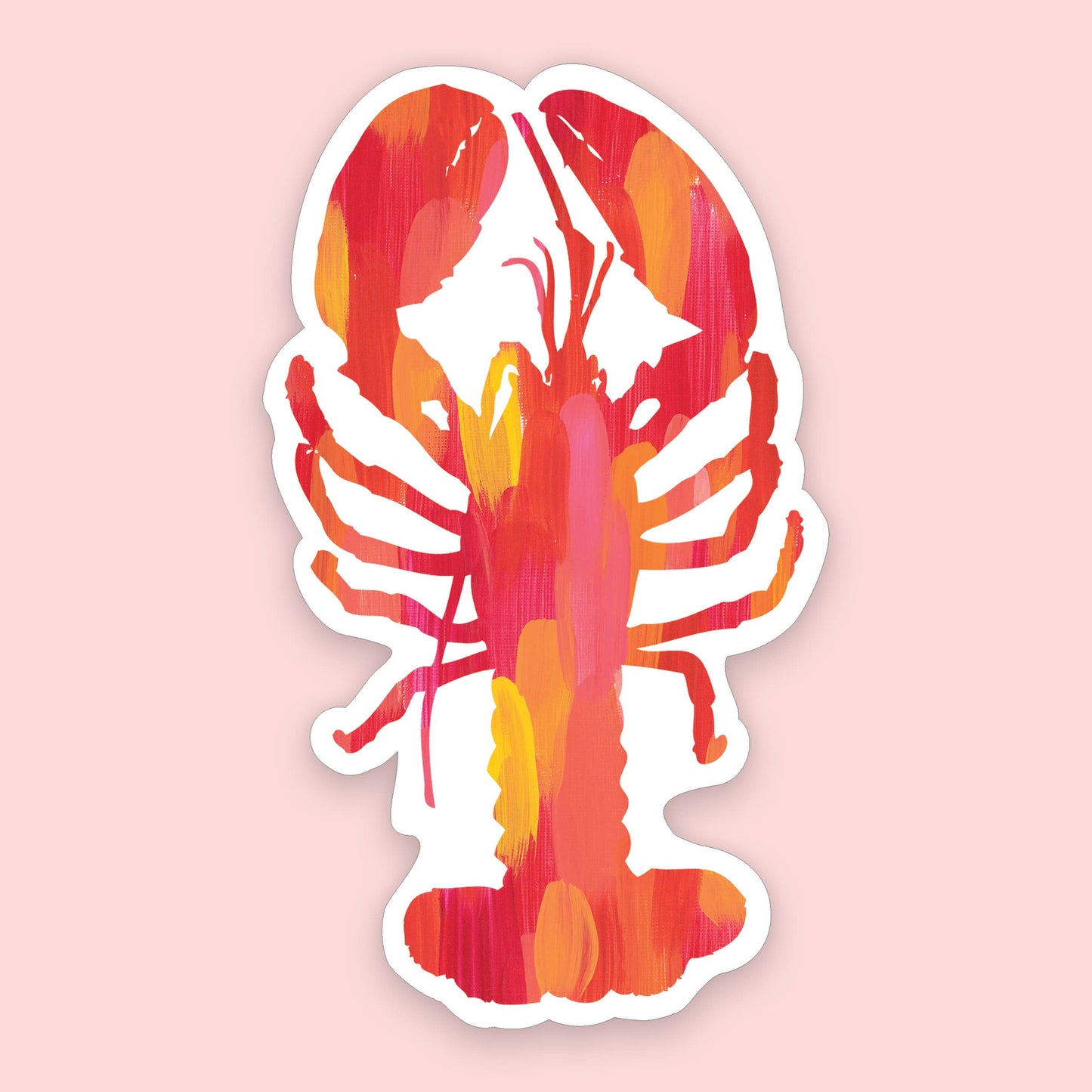 Red and Yellow Lobster Sticker, 1.75" x 3" | Maine Sticker