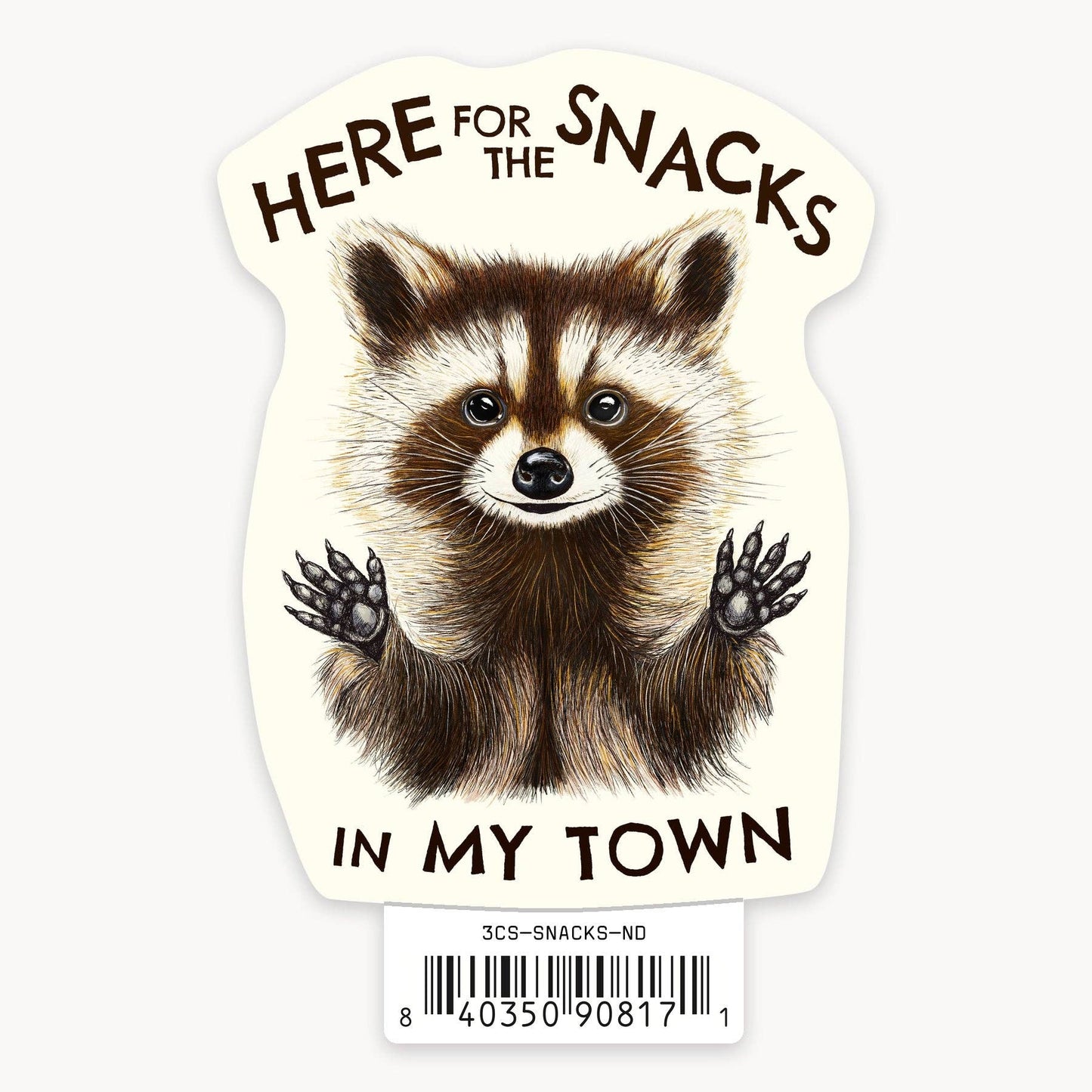 Raccoon Snacks - 3" Name Drop Sticker