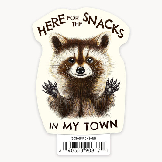 Raccoon Snacks - 3" Name Drop Sticker