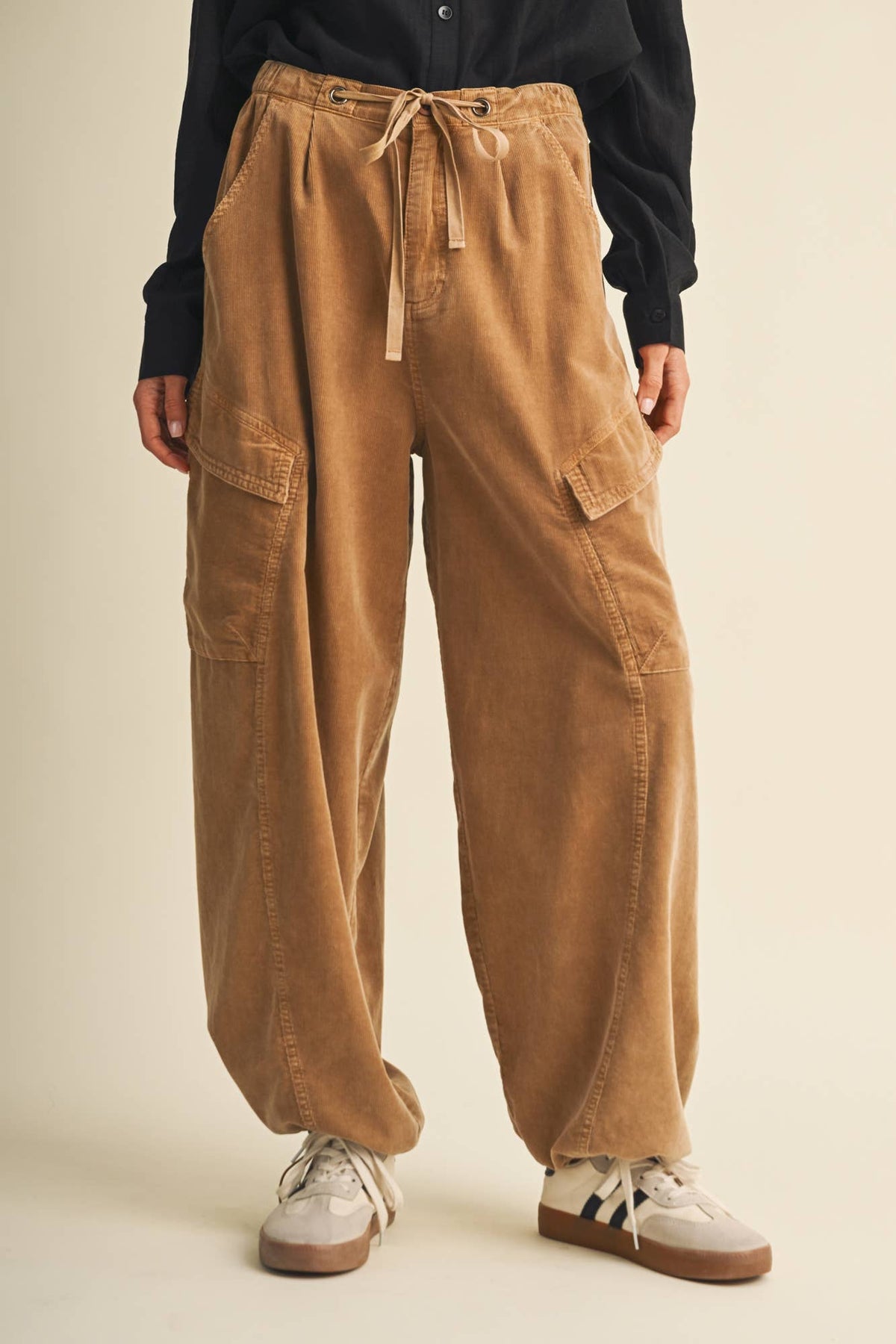 Wide-Wale Corduroy Voluminous Cargo Trousers