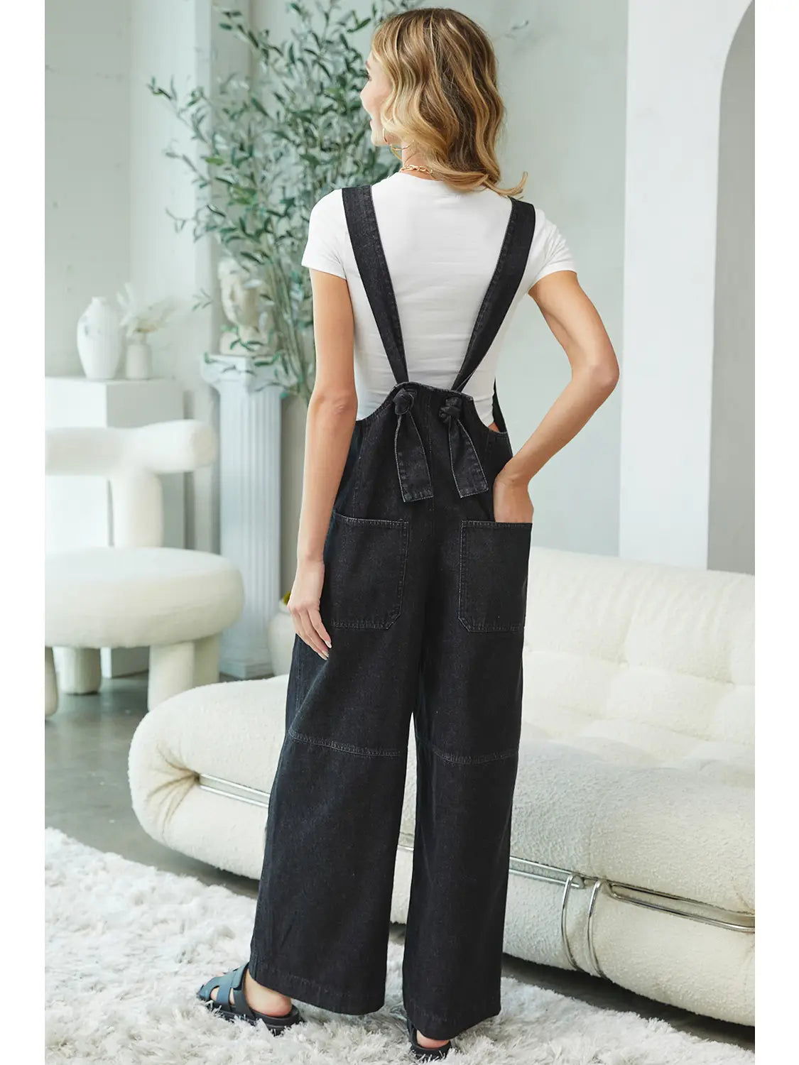 Denim Wide-Leg Jumpsuit/Overall