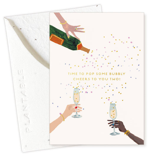 Pop Some Bubbly  Sprout - Wedding Mini Greet Card 2.5"x3.5"