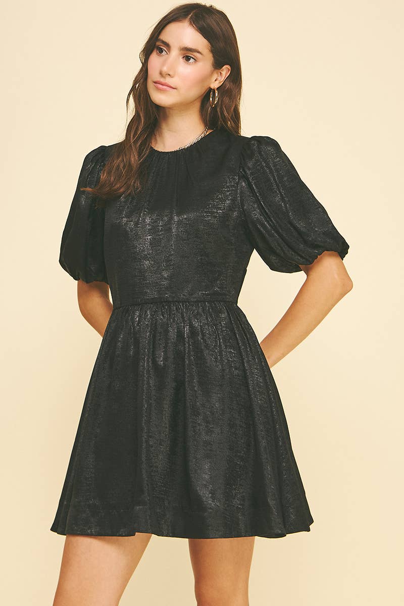Balloon Sleeve Mini Dress