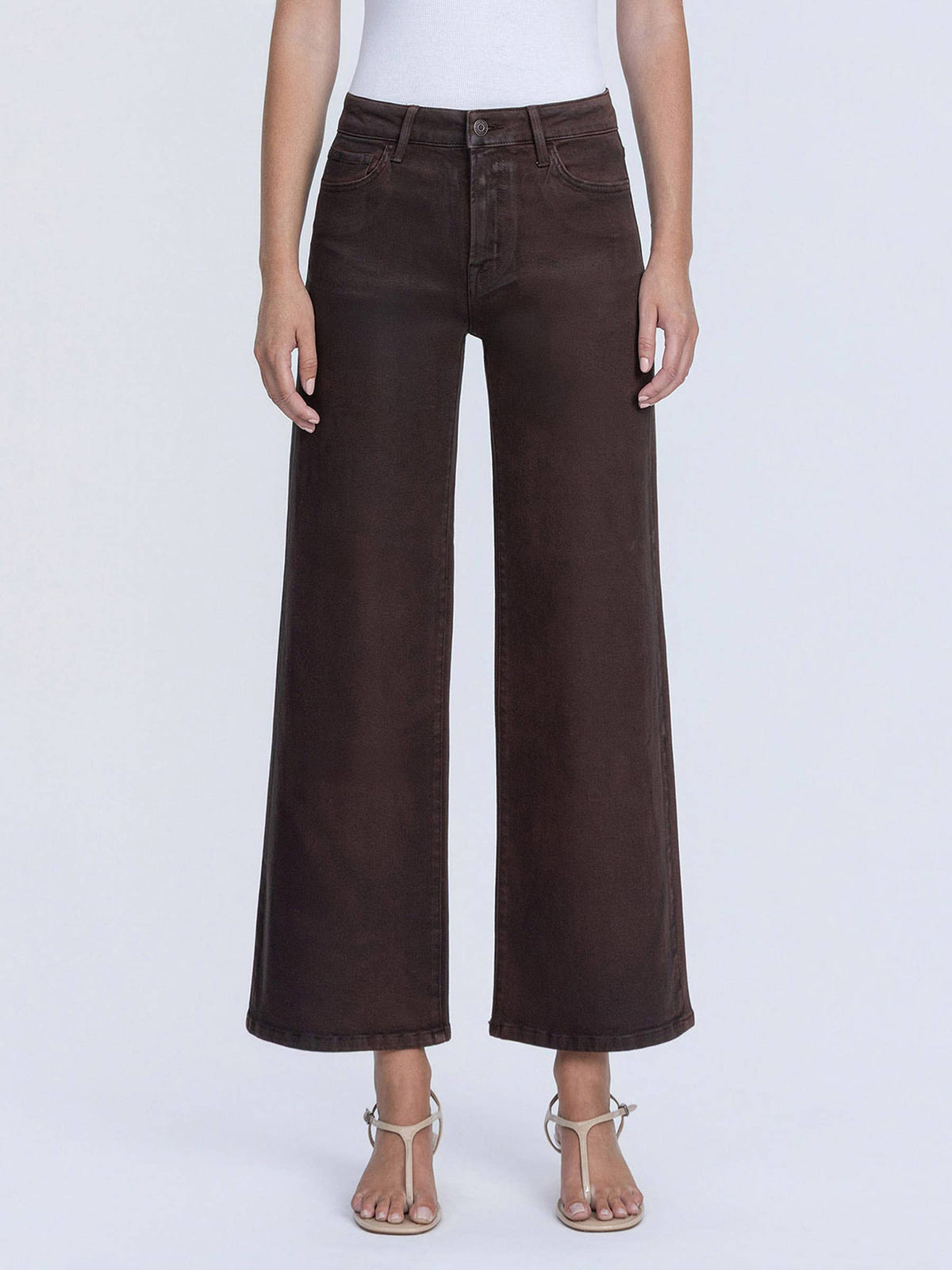 High-Rise Coated Wide-Leg Jeans