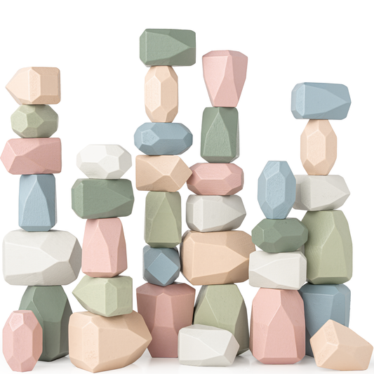 Stacking Rocks, 36 pcs Wooden Stacking Stones by Comfy Cubs