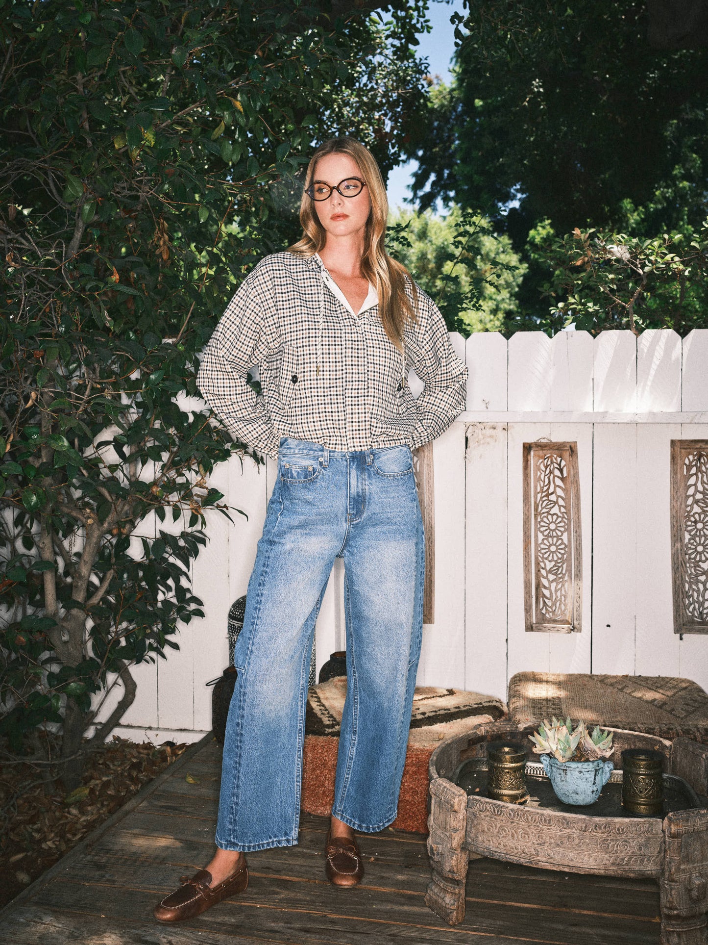 SOFT TOUCH RELAXED FIT PLAID JACKET
