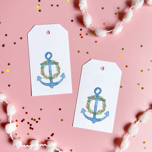 Holiday Anchor Gift Tags, Set of 8 | Coastal Christmas Tags