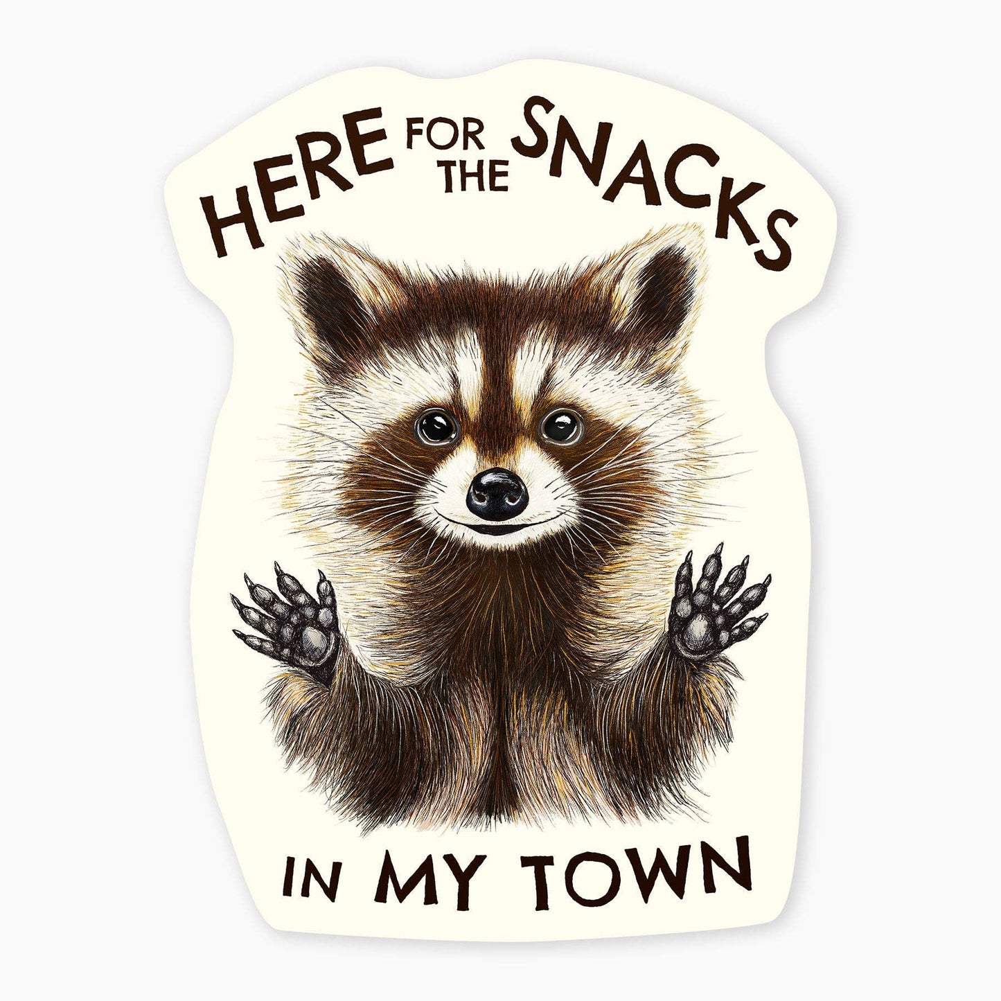 Raccoon Snacks - 3" Name Drop Sticker