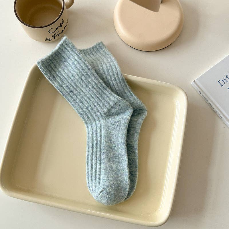 Ribbed Wool Crew Socks