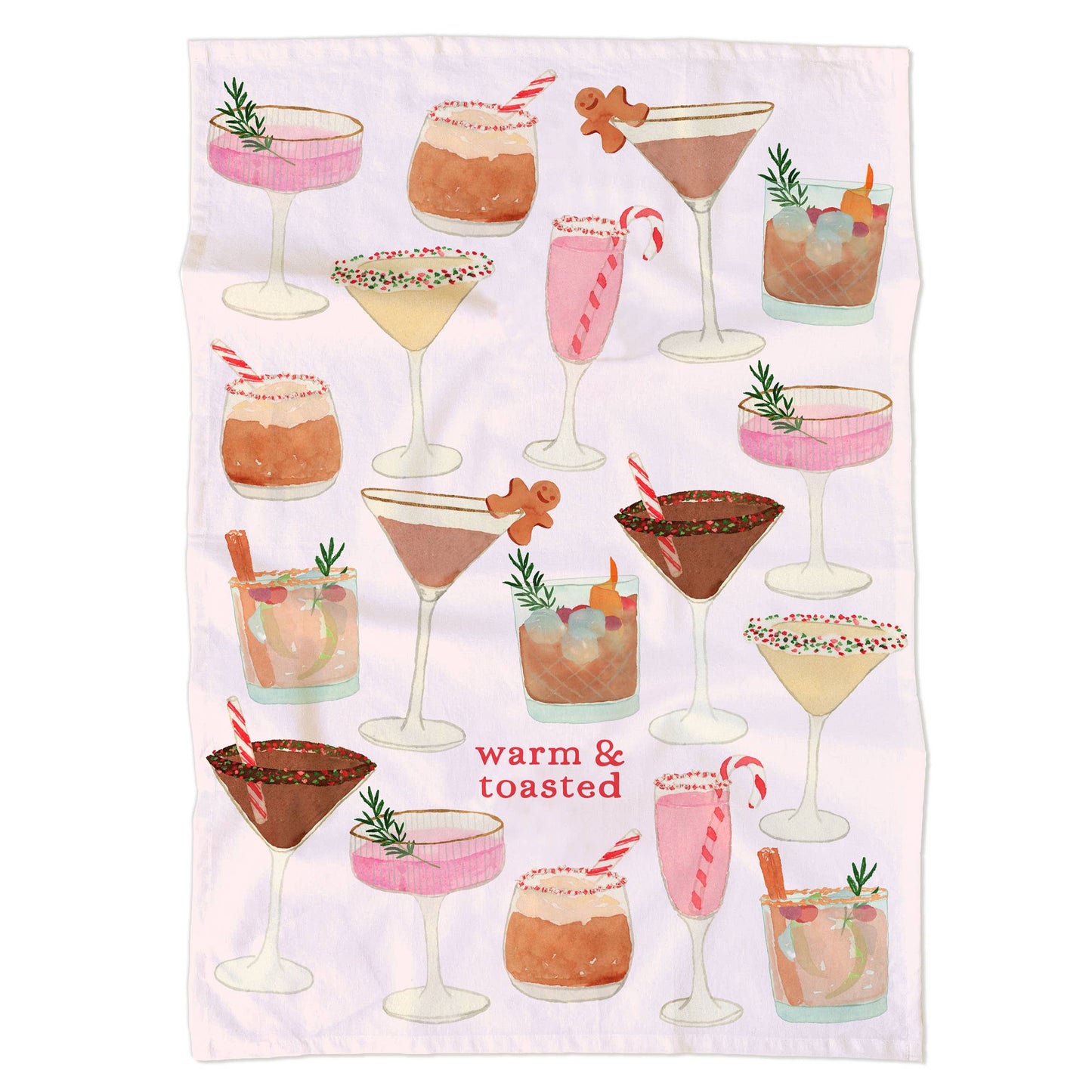 Holiday Cocktails Tea Towel | Holiday Drinks Dish Towel
