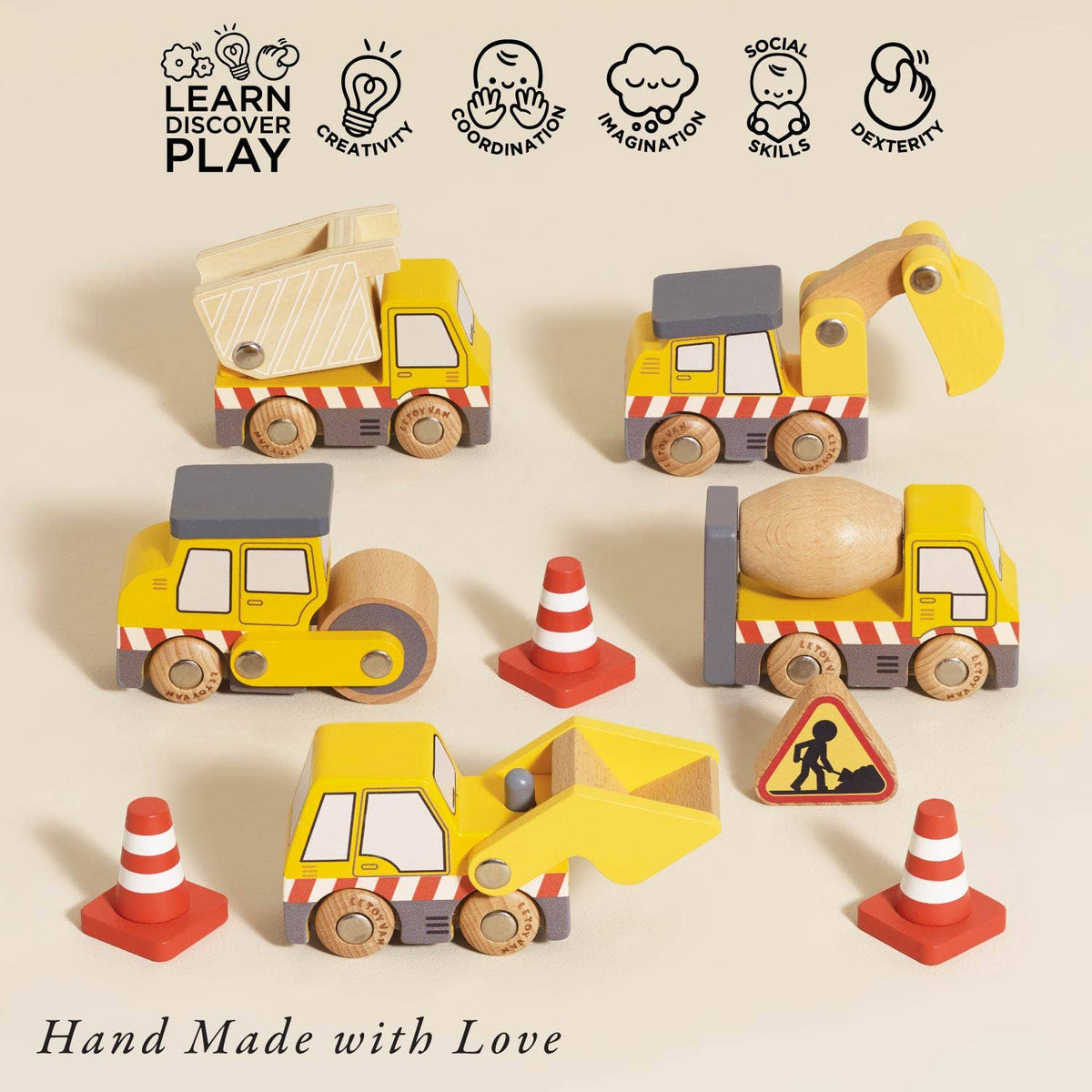 Wooden Construction Vehicles Play Set