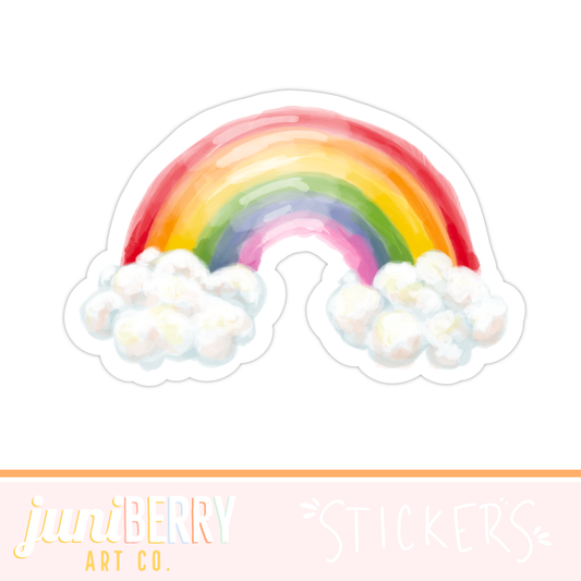 Watercolor Rainbow with Clouds - vinyl sticker