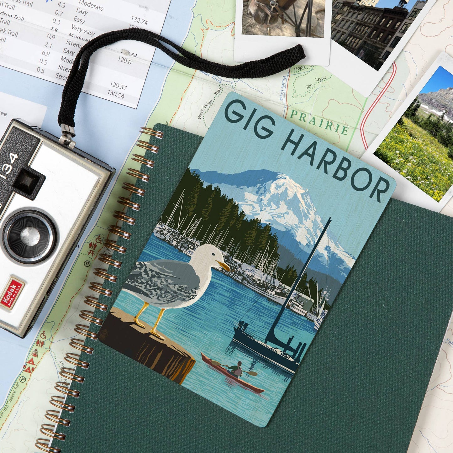 WOOD POSTCARD Gig Harbor, Washington, Day Scene