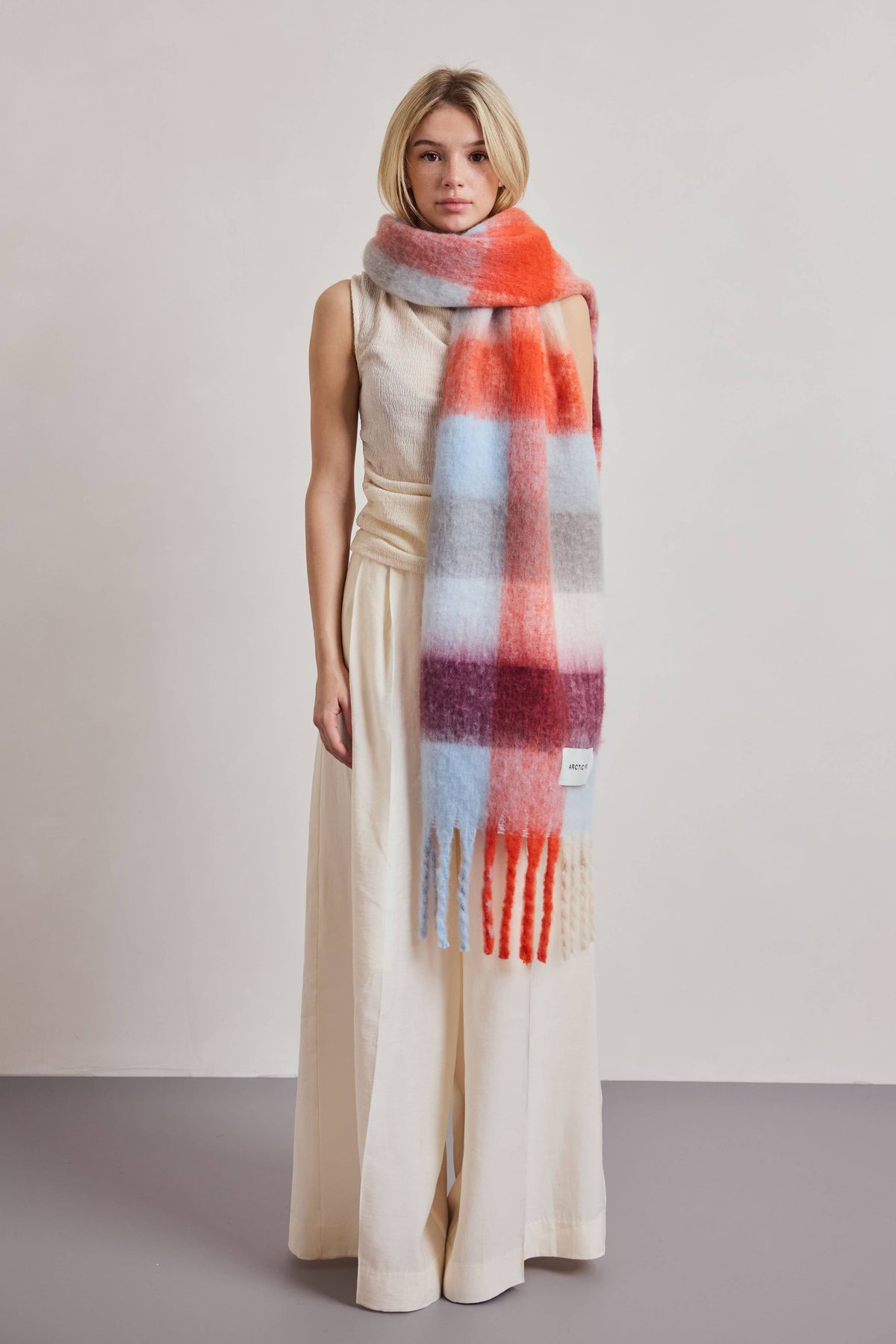 Red Blue Check Reykjavik Scarf