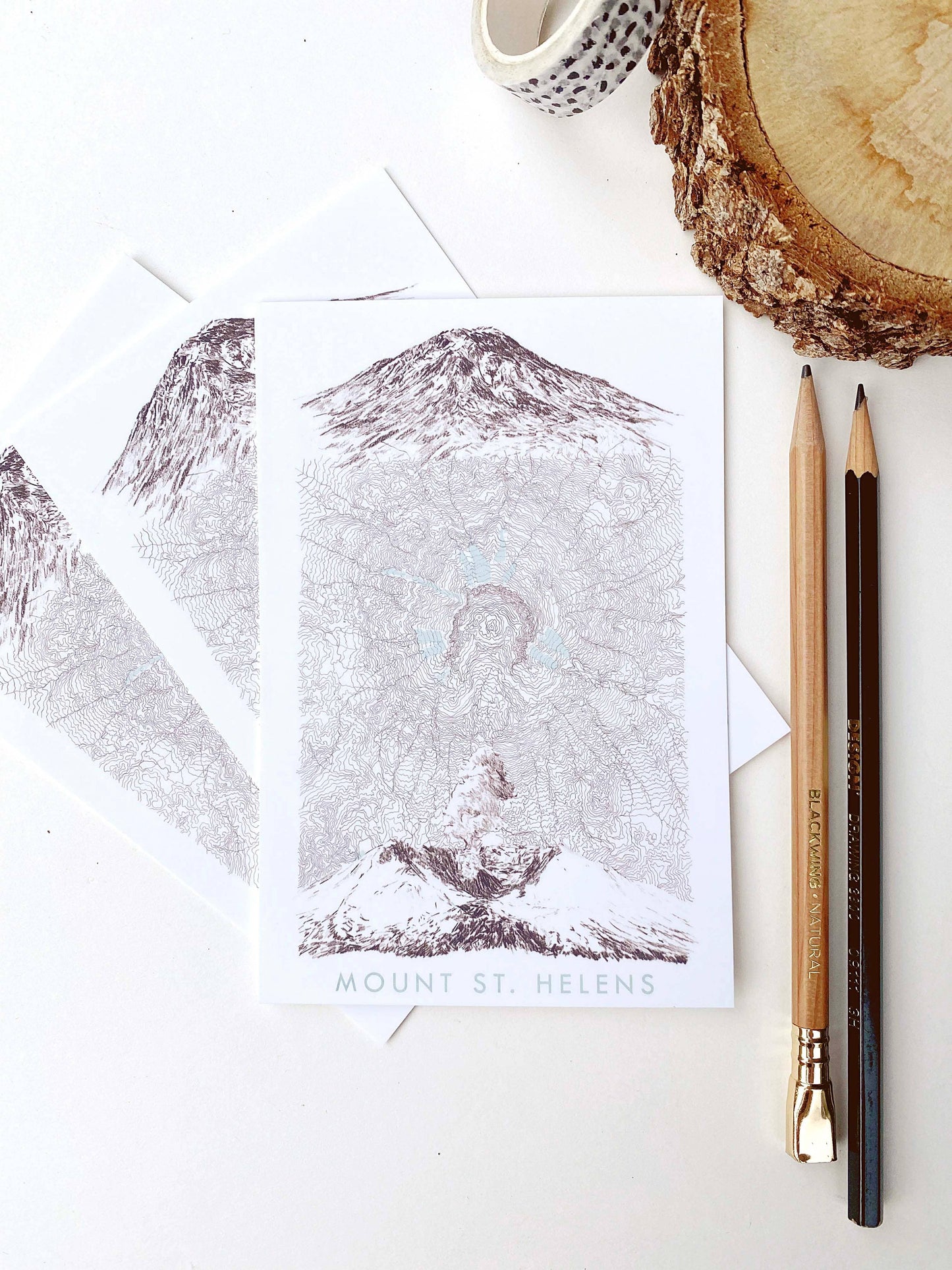 Mount St. Helens Topo Postcard