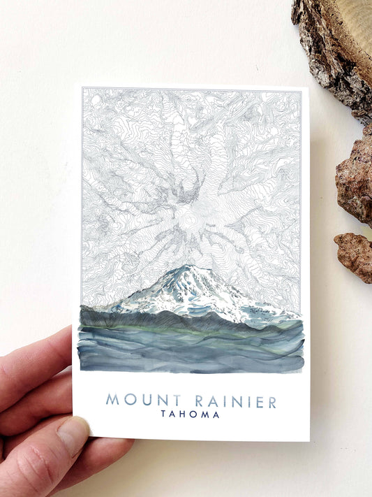 MOUNT RAINIER Tahoma WA MountainTopo Map - Standard Postcard