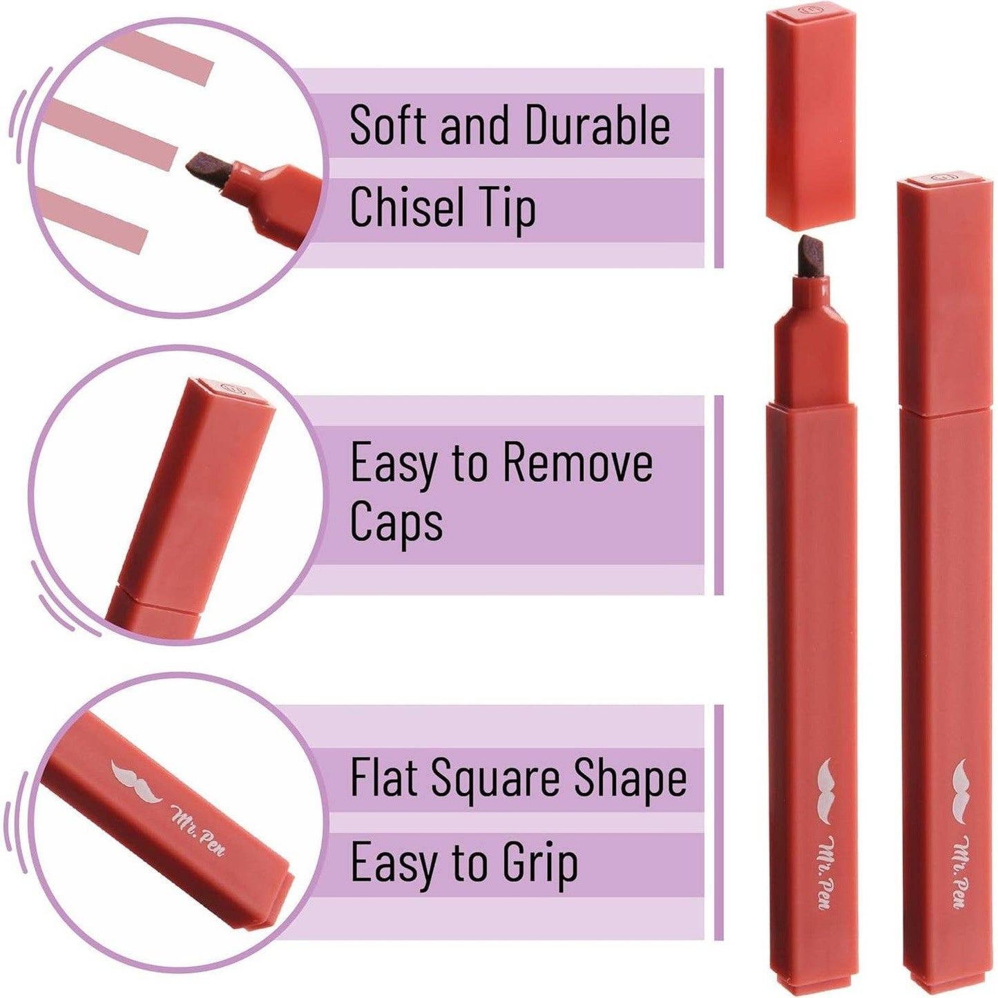 Mr. Pen- Aesthetic Highlighters, 8 Pcs, Chisel Tip, Muted Pastel Color, No Bleed