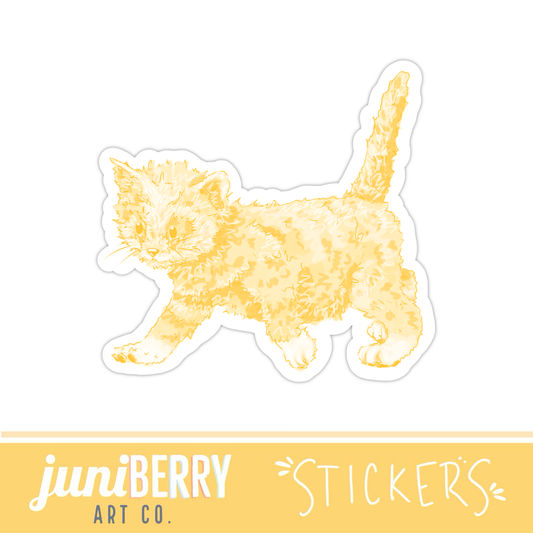 Yellow Watercolor Kitten, cat -vinyl sticker