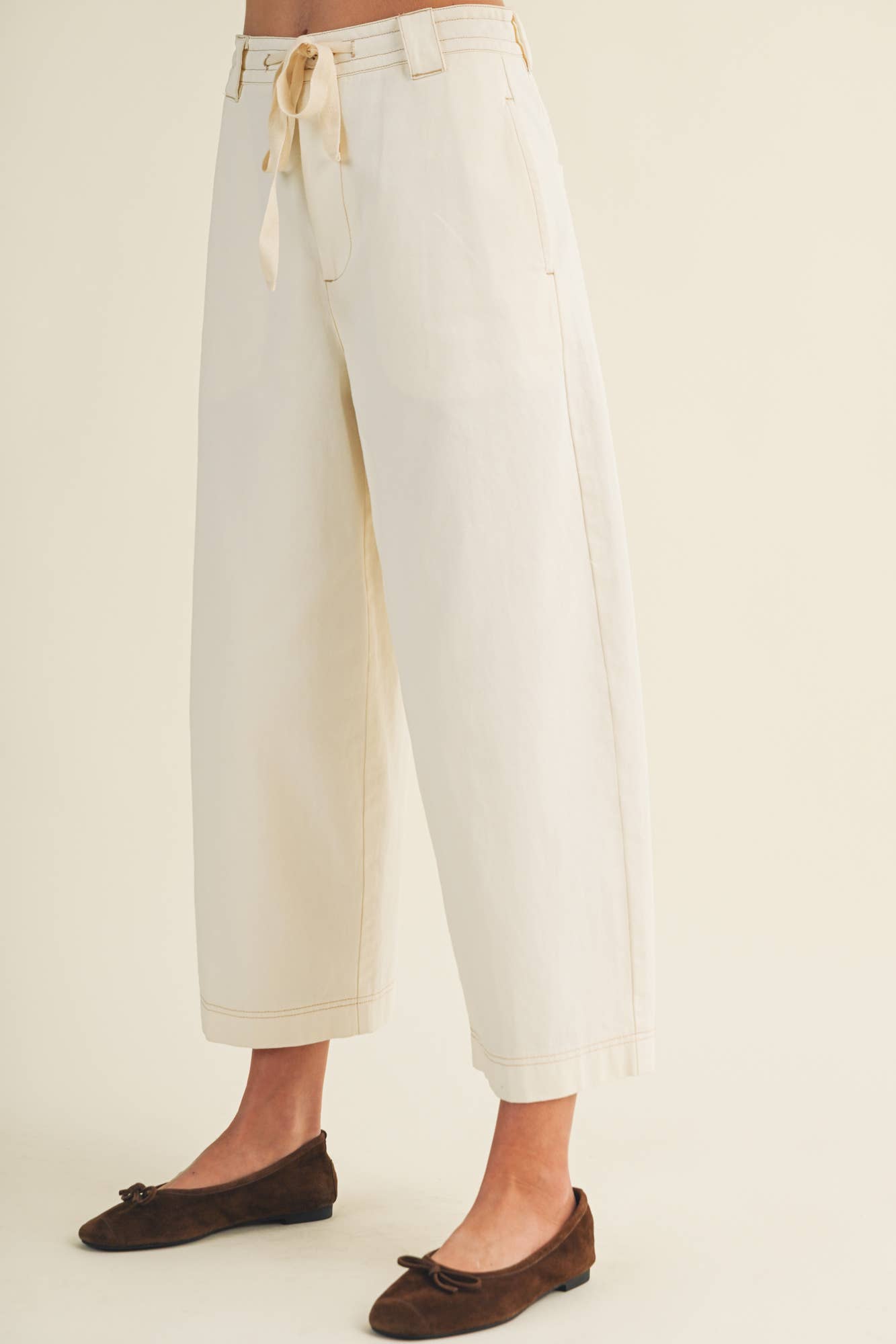 High-Rise Wide-Leg Utility Twill Trousers