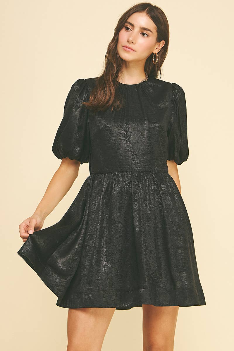 Balloon Sleeve Mini Dress