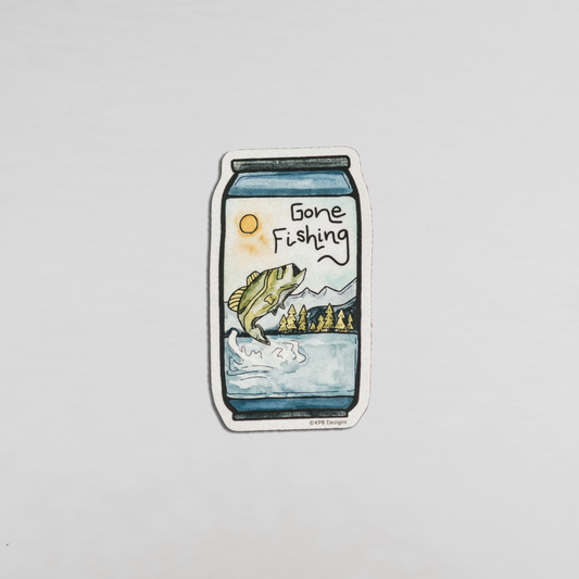 Gone Fishing Beer Can Vinyl Sticker