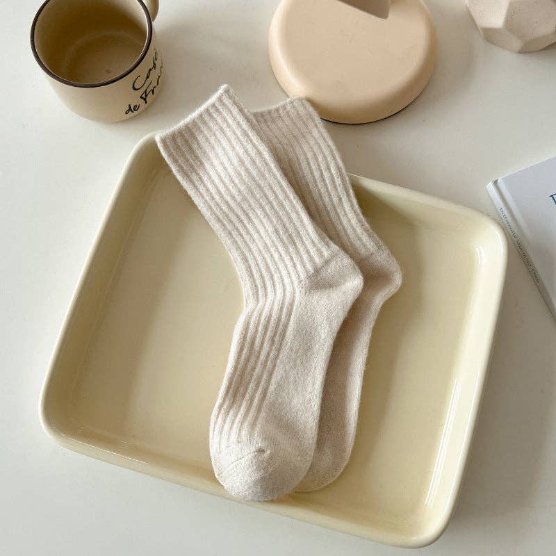 Ribbed Wool Crew Socks