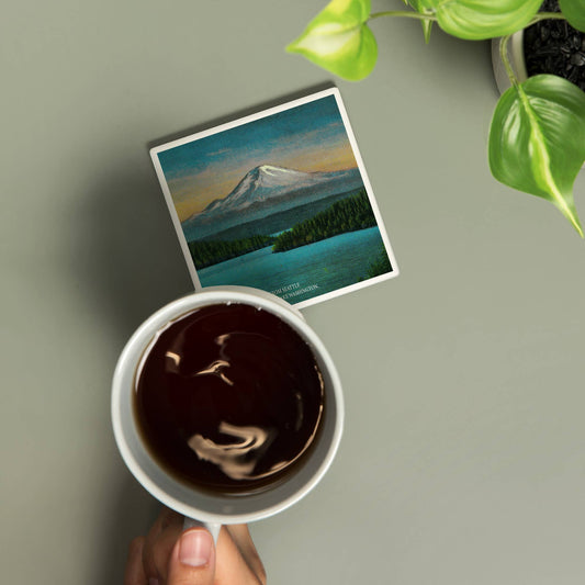 CERAMIC COASTER Mt. Rainier from Seattle, Washington