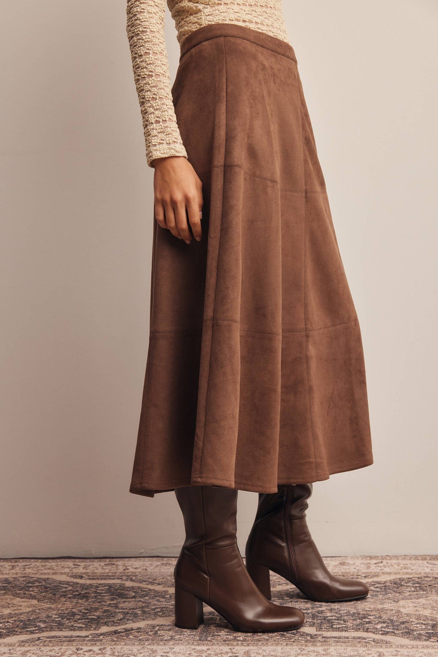 The Camille Suede Midi Skirt