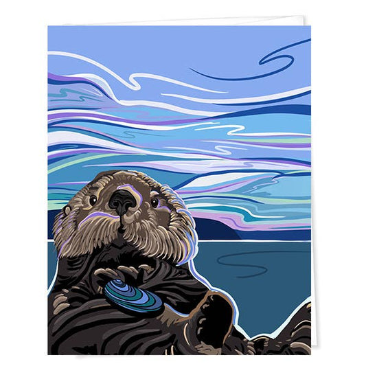 Whimsical Otter Otterly Content Greeting Card (5x7/A7)