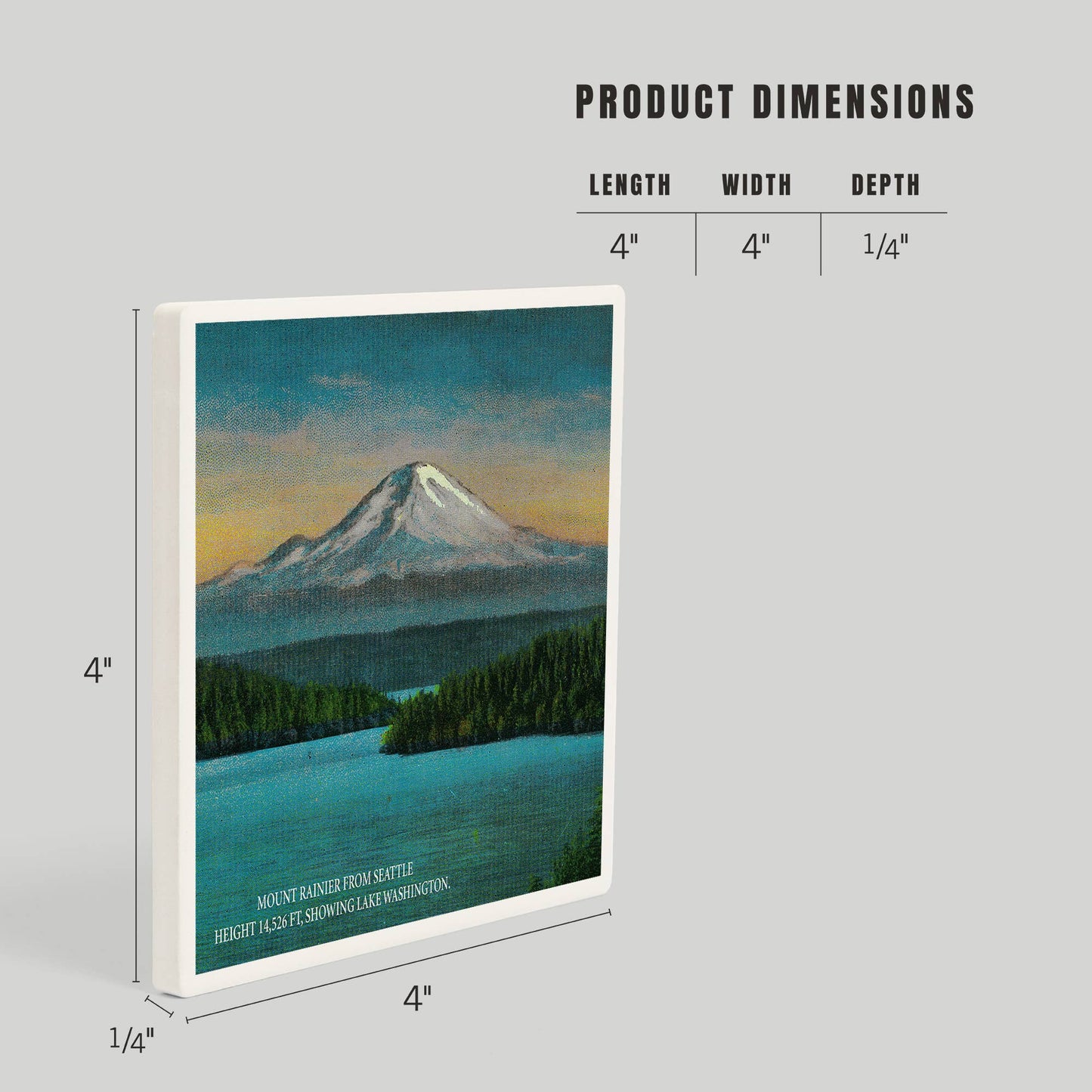 CERAMIC COASTER Mt. Rainier from Seattle, Washington