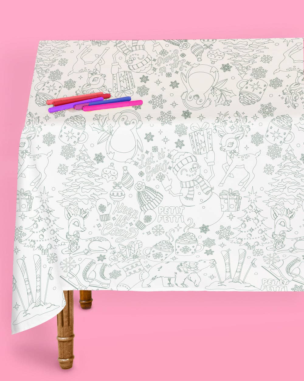 Merry Christmas Coloring Paper Tablecloth  diy kids party 9'