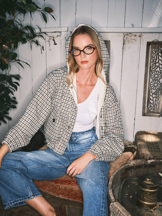SOFT TOUCH RELAXED FIT PLAID JACKET