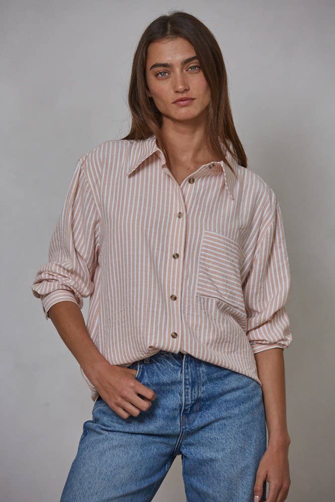 Striped Cotton Button-Up Shirt