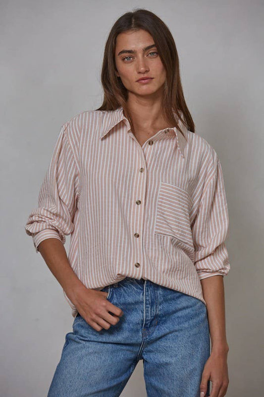 Striped Cotton Button-Up Shirt